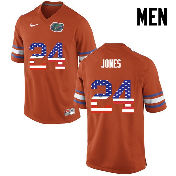 Florida Gators Men #24 Matt Jones College Football Jersey USA Flag Fashion Orange